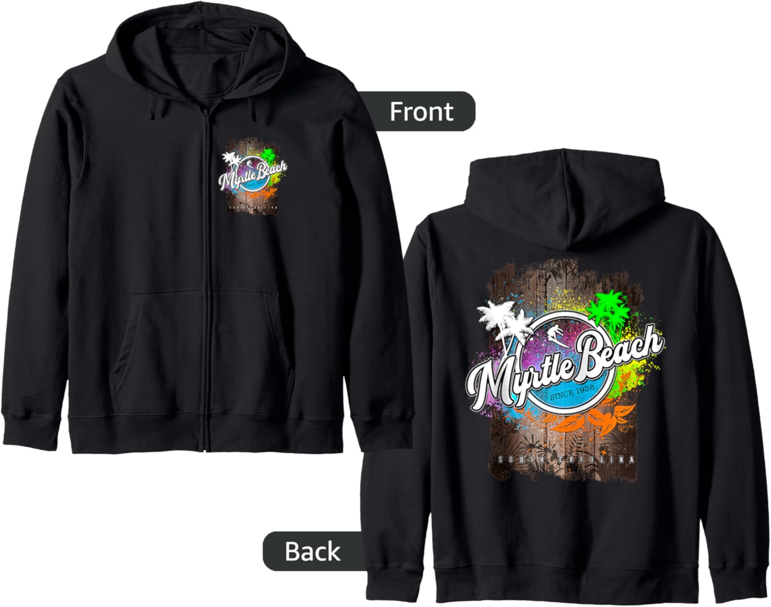 Epic SC Surfer Spring Summer Vacation Surf Myrtle Beach Zip Hoodie