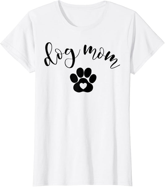 Dog Mom Gifts for Women Graphic Tee - Cute Puppy Paw Print T-Shirt