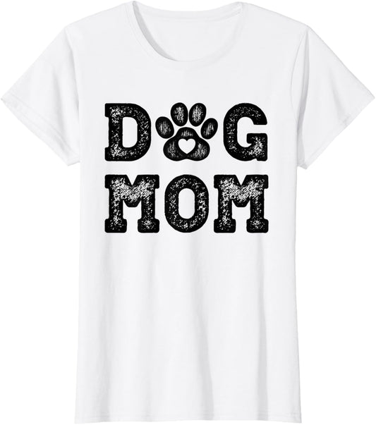 Dog Mom Gifts for Women Graphic Tee - Puppy Paw Heart Print T-Shirt