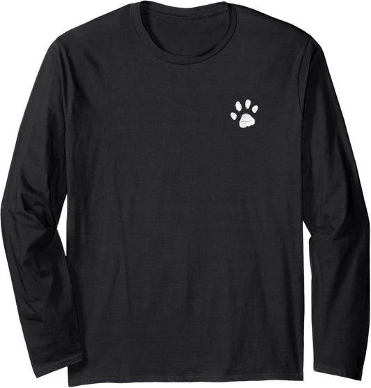 Dog Mom T Shirt | Left Chest Paw Print Women Men Dog Lover Long Sleeve T-Shirt