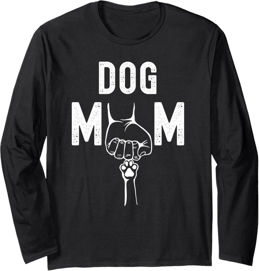 Dog Mom Dog Fist Bump Funny Cute Dog Paw Puppy Dog Owners Long Sleeve T-Shirt