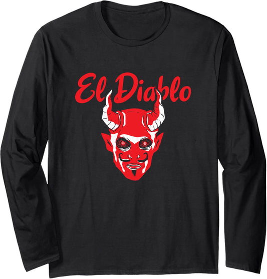 El Diablo Spanish Devil With Wings Spooky Halloween Lucifer Long Sleeve T-Shirt