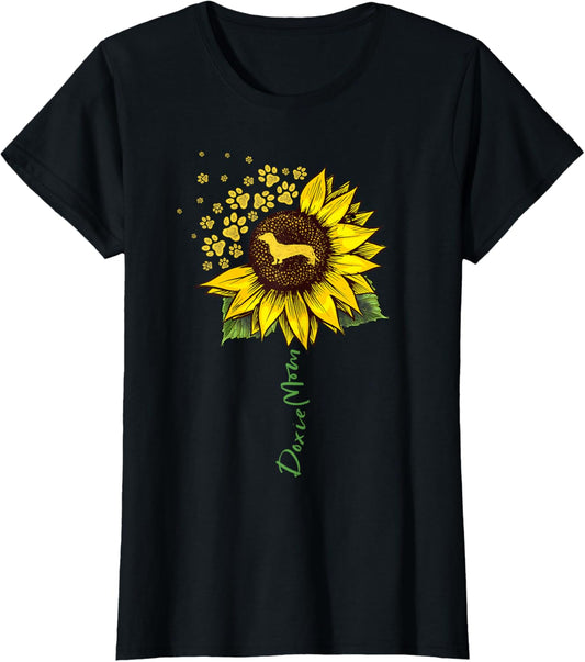 Doxie Mom Sunflower Dachshund Lover Gifts Dog Mom Mama Women Girls Kids T-Shirt