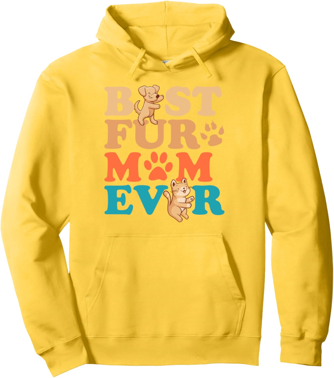 Dog Mom and Cat Mom Mothers Day Cat Dog Lover Fur Mom Mama Pullover Hoodie