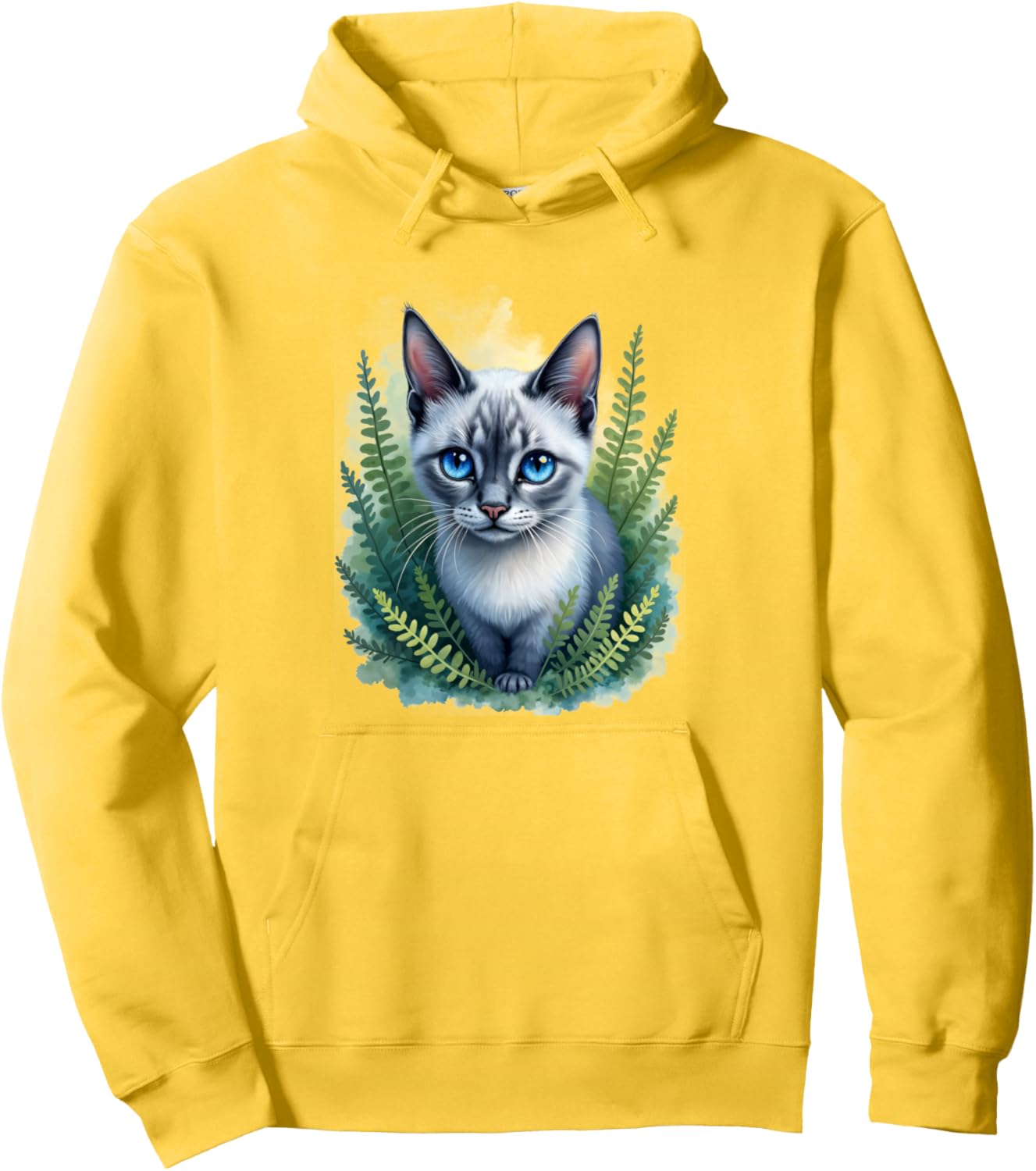 Enchanted Forest Blue Eyed Cat for Pet Lovers Flowers Pullover Hoodie