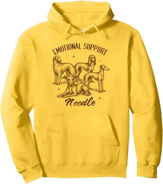 Dog Lover Greyhound Whippet Saluki Emotional Support Noodle Pullover Hoodie