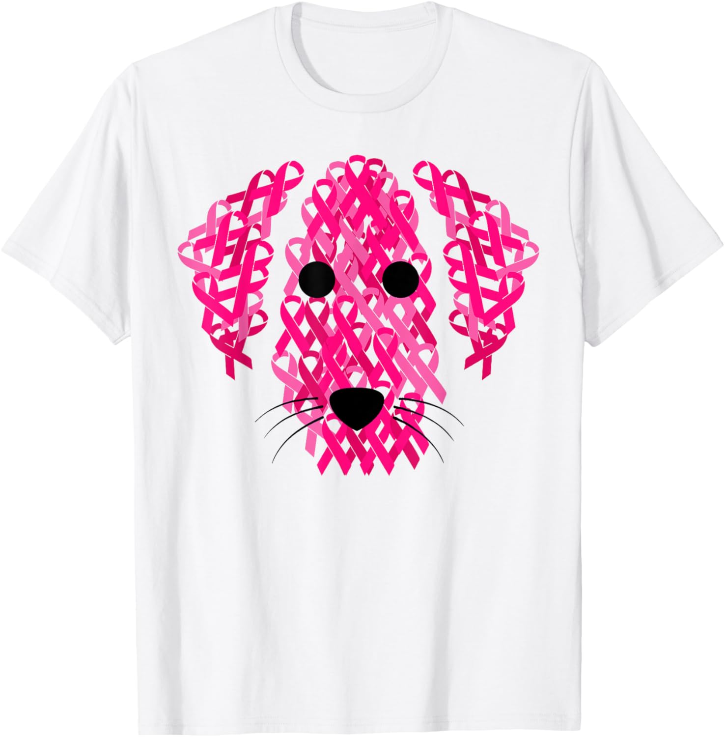 Dog Pink Ribbon Breast Cancer Awarenesss T-Shirt
