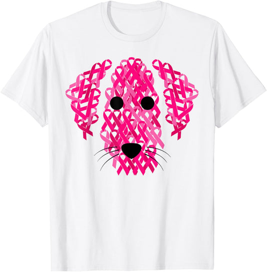 Dog Pink Ribbon Breast Cancer Awarenesss T-Shirt