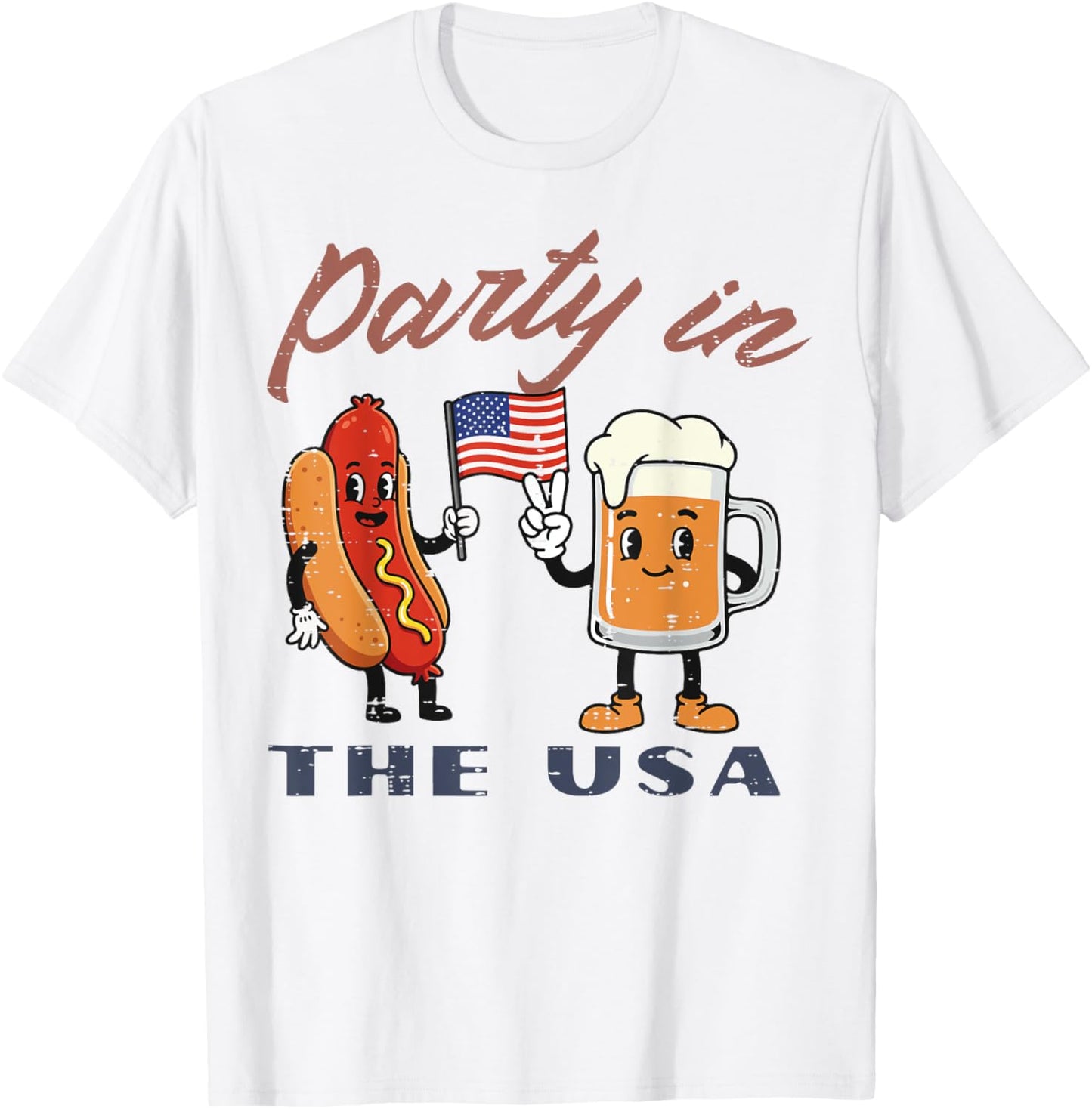 4th Of July Hotdog Party USA Funny American Dad Men Women T-Shirt