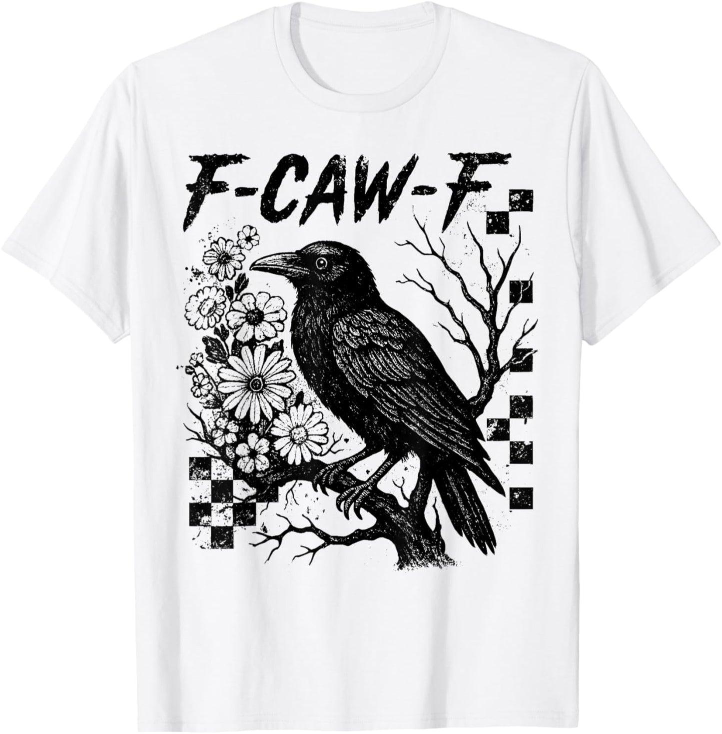 F-Caw-F Funny Raven Black Crow Spooky Season Halloween Retro T-Shirt