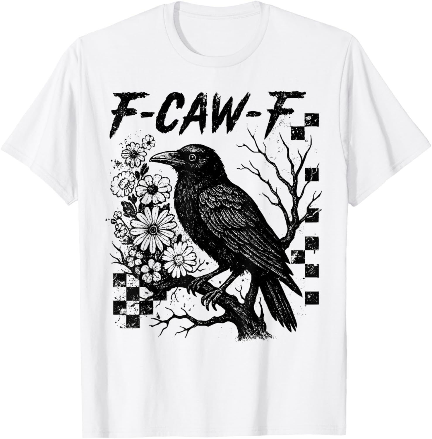 F-Caw-F Funny Raven Black Crow Spooky Season Halloween Retro T-Shirt