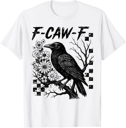 F-Caw-F Funny Raven Black Crow Spooky Season Halloween Retro T-Shirt