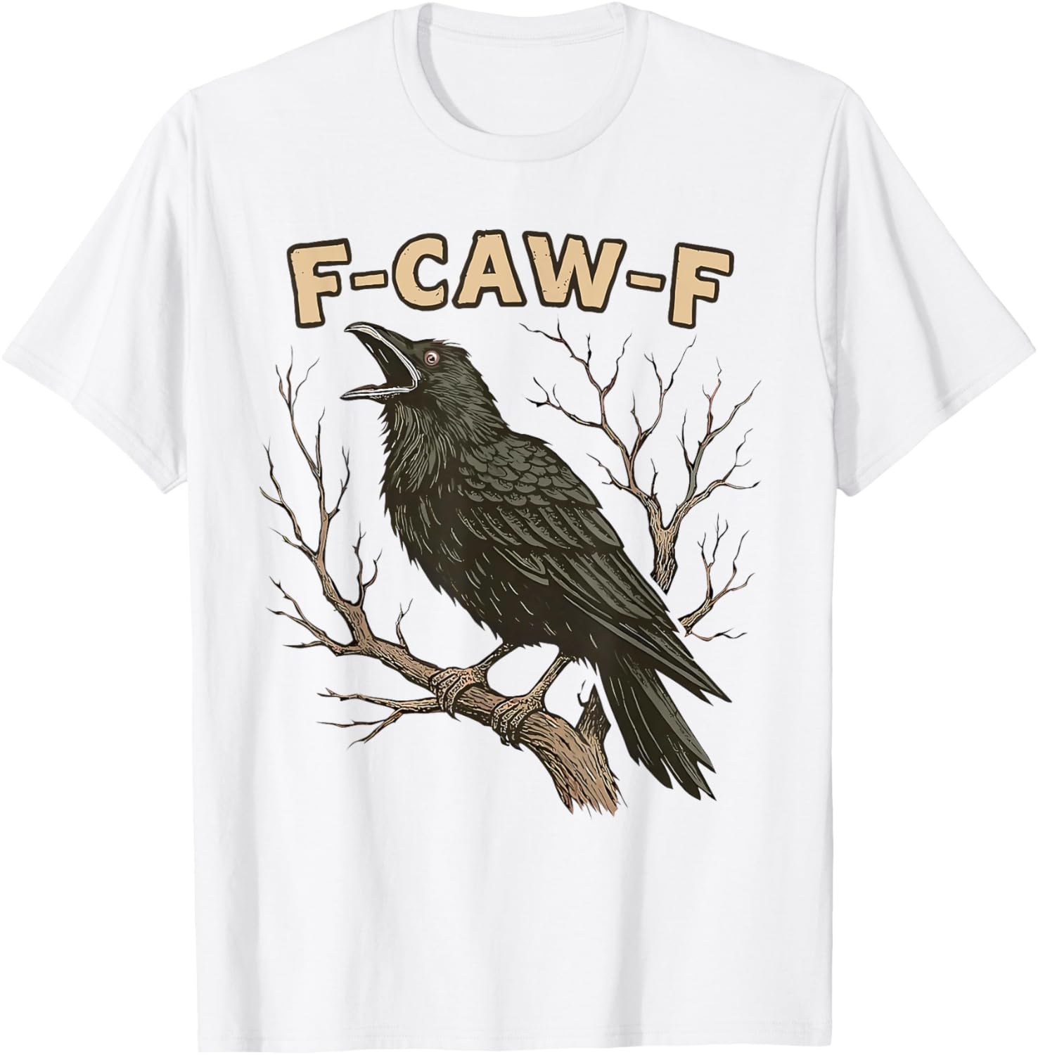 F-Caw-F Funny Raven Black Crow Spooky Season Halloween Retro T-Shirt