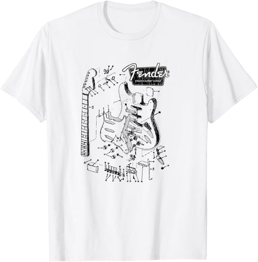 Fender Stratocaster Breakdown Schematics T-Shirt