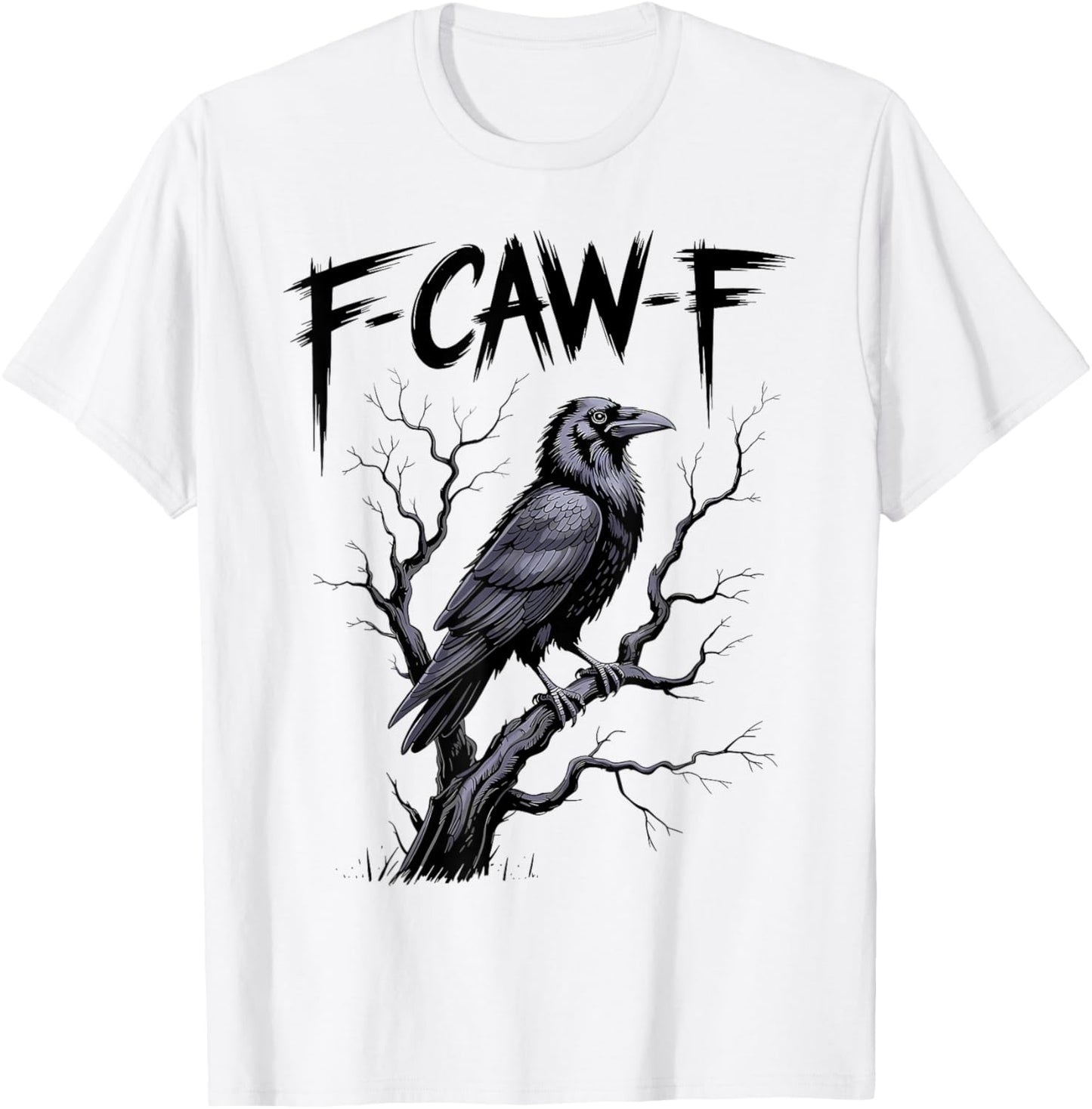 F-Caw-F Funny Raven Black Crow Spooky Season Halloween Retro T-Shirt