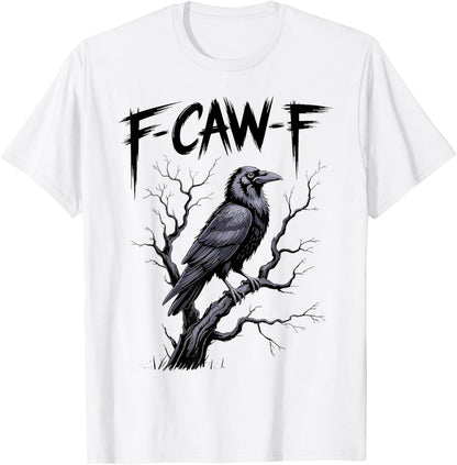 F-Caw-F Funny Raven Black Crow Spooky Season Halloween Retro T-Shirt