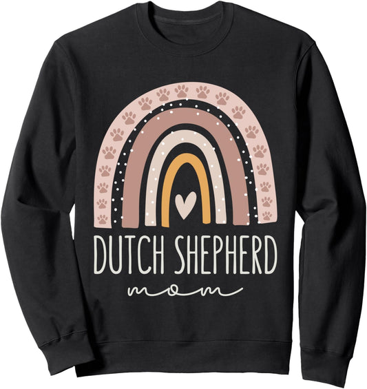 Dutch Shepherd Mom Sweatshirt Cute Rainbow Paw Dog Mom Sweatshirt