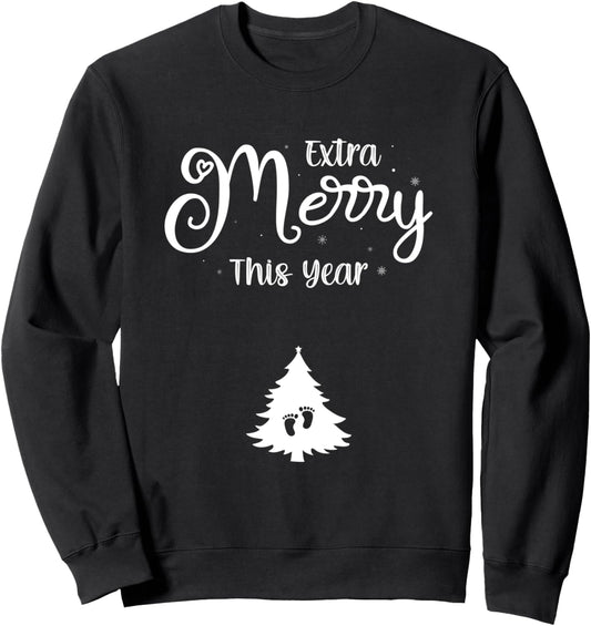 Extra Merry This Year Cute Christmas Pregnancy Announcement Sweatshirt
