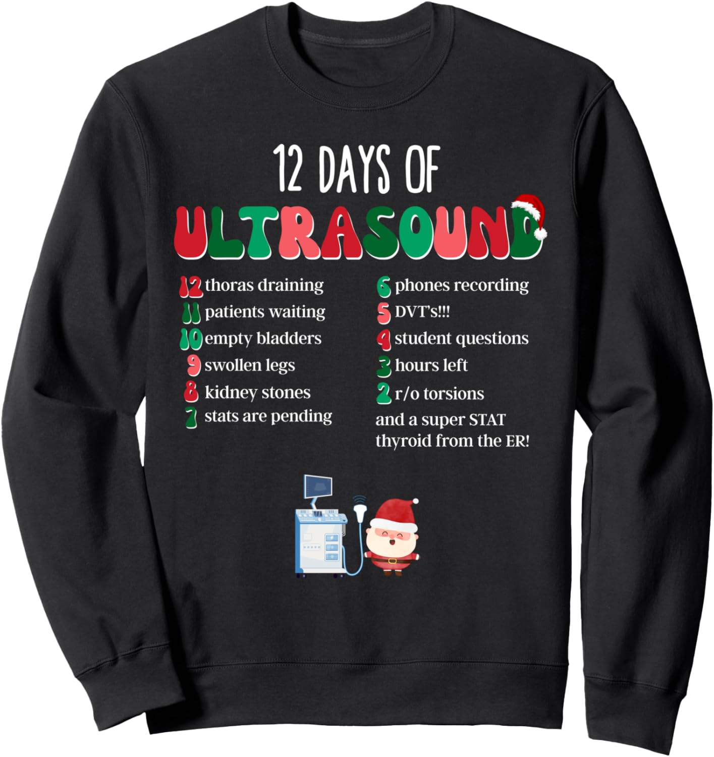 12 Days Of Ultrasound Tech Sonographer Christmas Women Men Sweatshirt