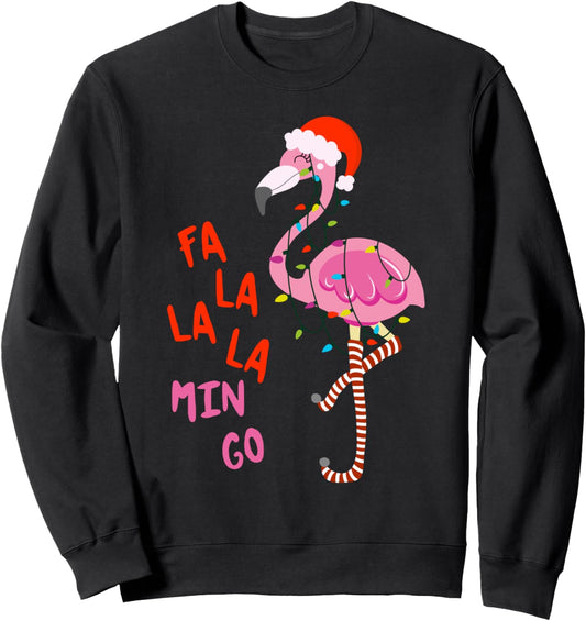 Fa La La Mingo Flamingo Christmas Tropical Xmas Tree Lights Sweatshirt