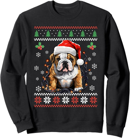 English Bulldog Ugly Christmas Sweater Xmas For Adults Kids Sweatshirt