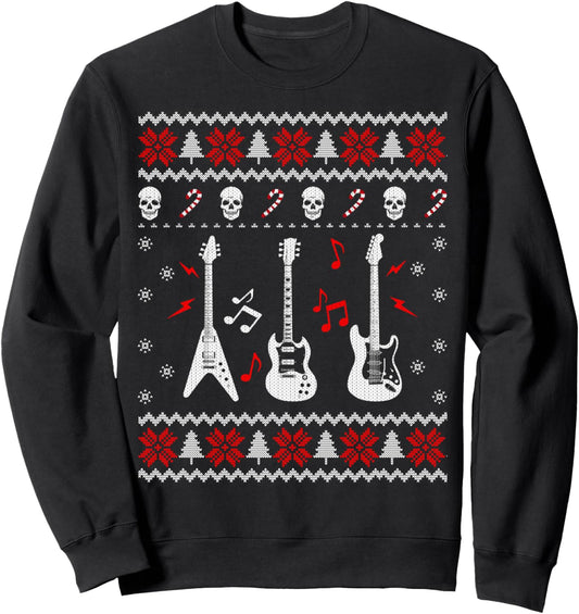 Funny Guitar Ugly Christmas Sweater Gift for Guitar Lovers Sweatshirt