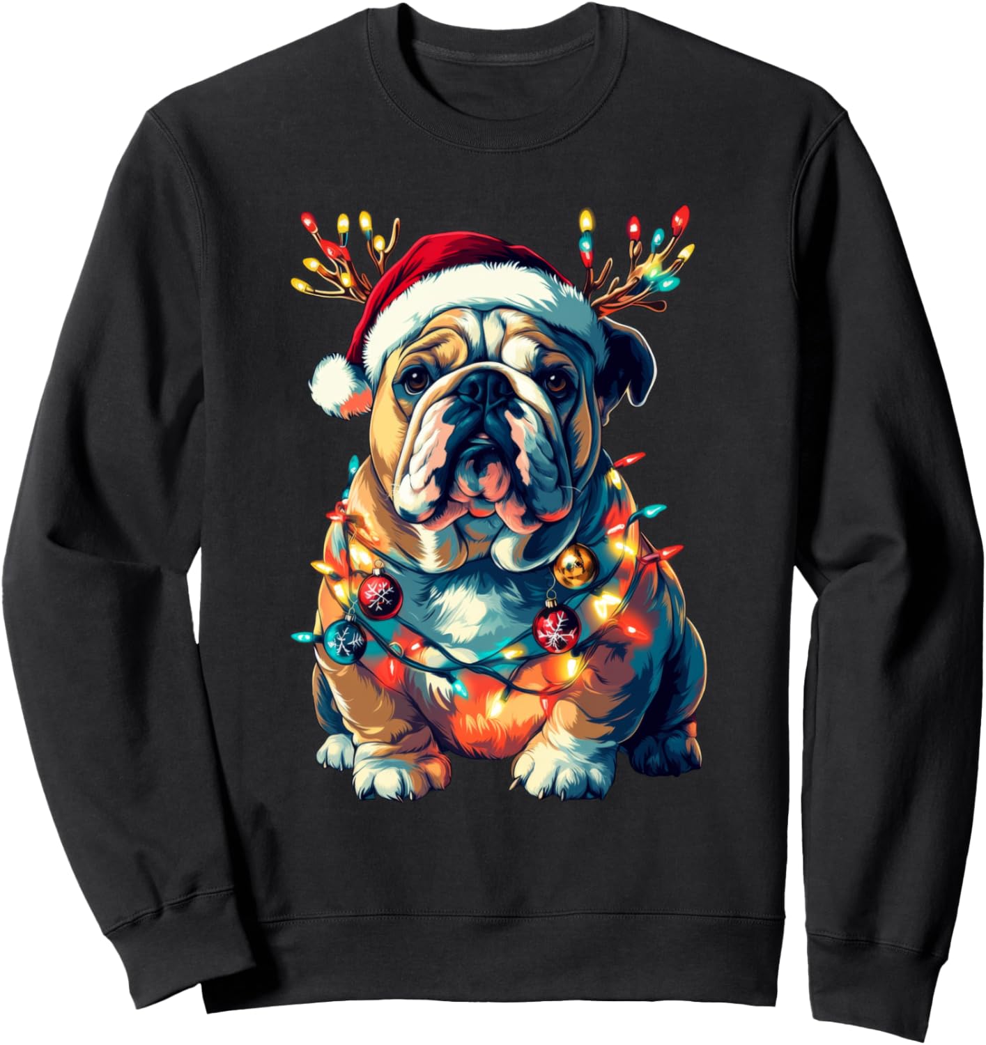 English Bulldog Dog Christmas Lights Xmas Sweatshirt