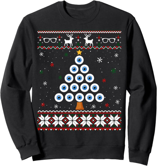 Eye Ball Christmas Tree Optometry Ugly Xmas Sweater Sweatshirt