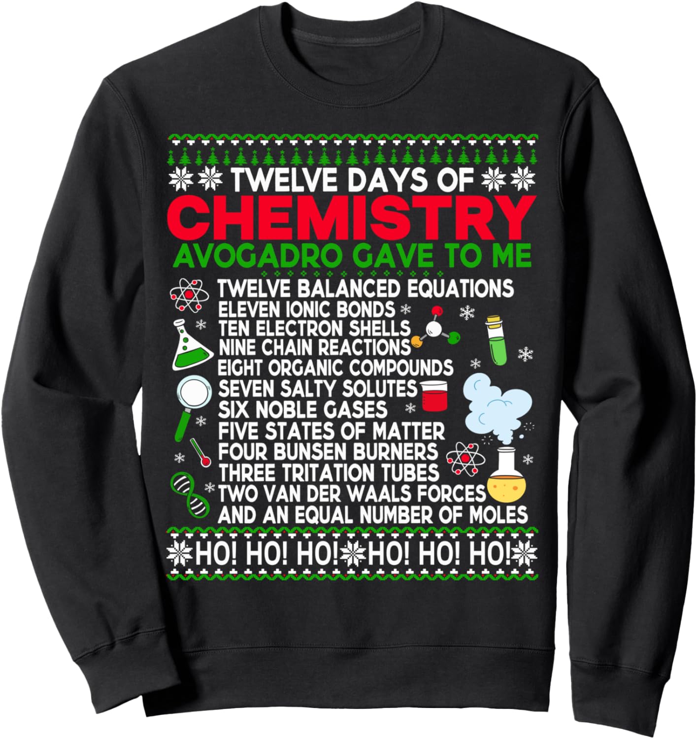 12 Days of Chemistry - Chemistry Teacher Christmas Ugly Sweatshirt