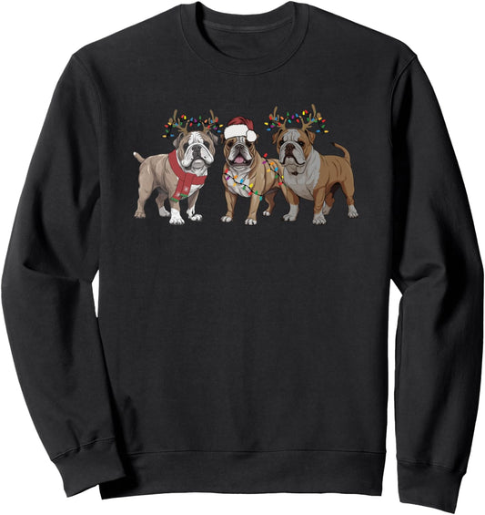 English Bulldog Christmas New Year Dog Mom Dad Kids Family Sweatshirt