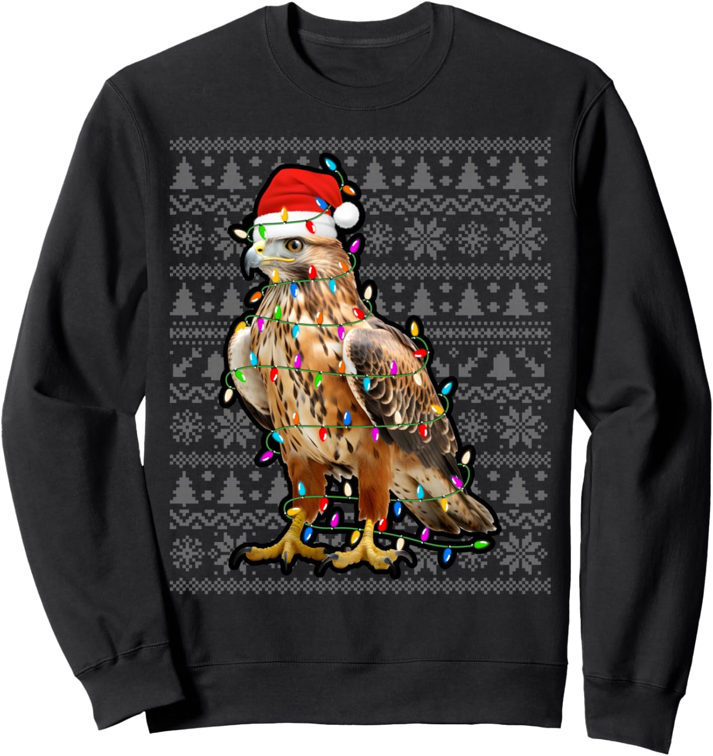 Falcon Santa Hat Xmas Lights Falcon Ugly Sweater Christmas Sweatshirt