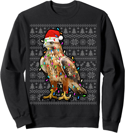Falcon Santa Hat Xmas Lights Falcon Ugly Sweater Christmas Sweatshirt