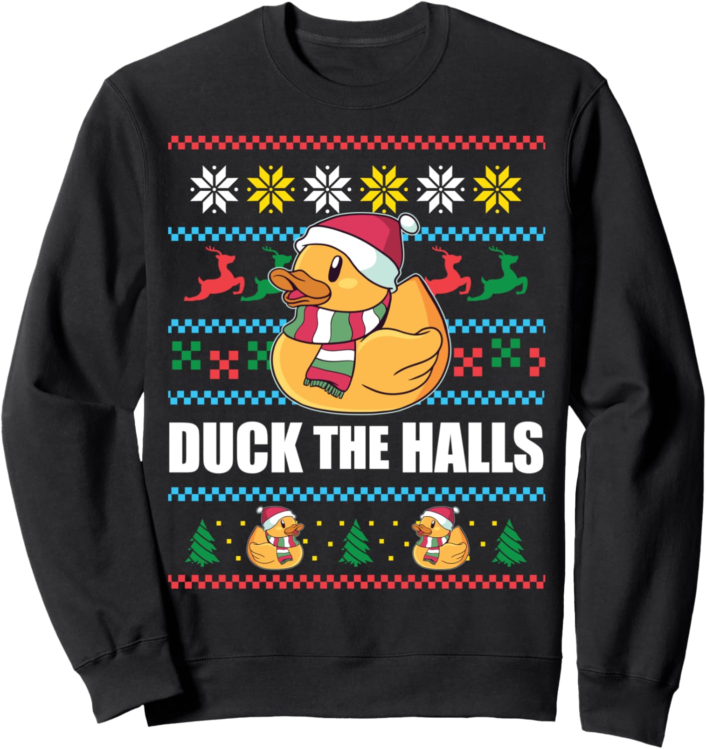 DUCK THE HALLS! Ugly Christmas Jumper Funny Santa Claus Meme Sweatshirt