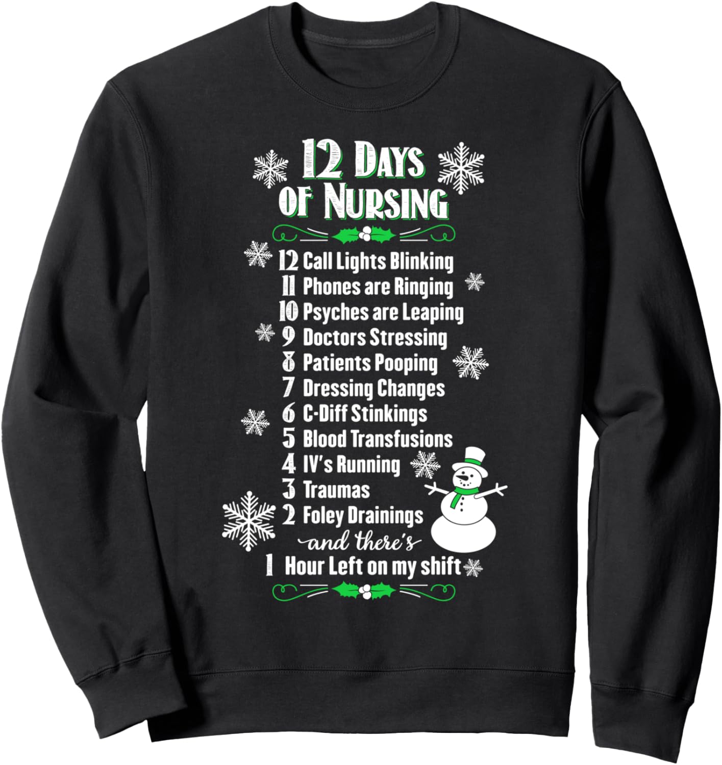 12 Days of Nursing Funny Nurses Christmas Ugly Sweatshirt