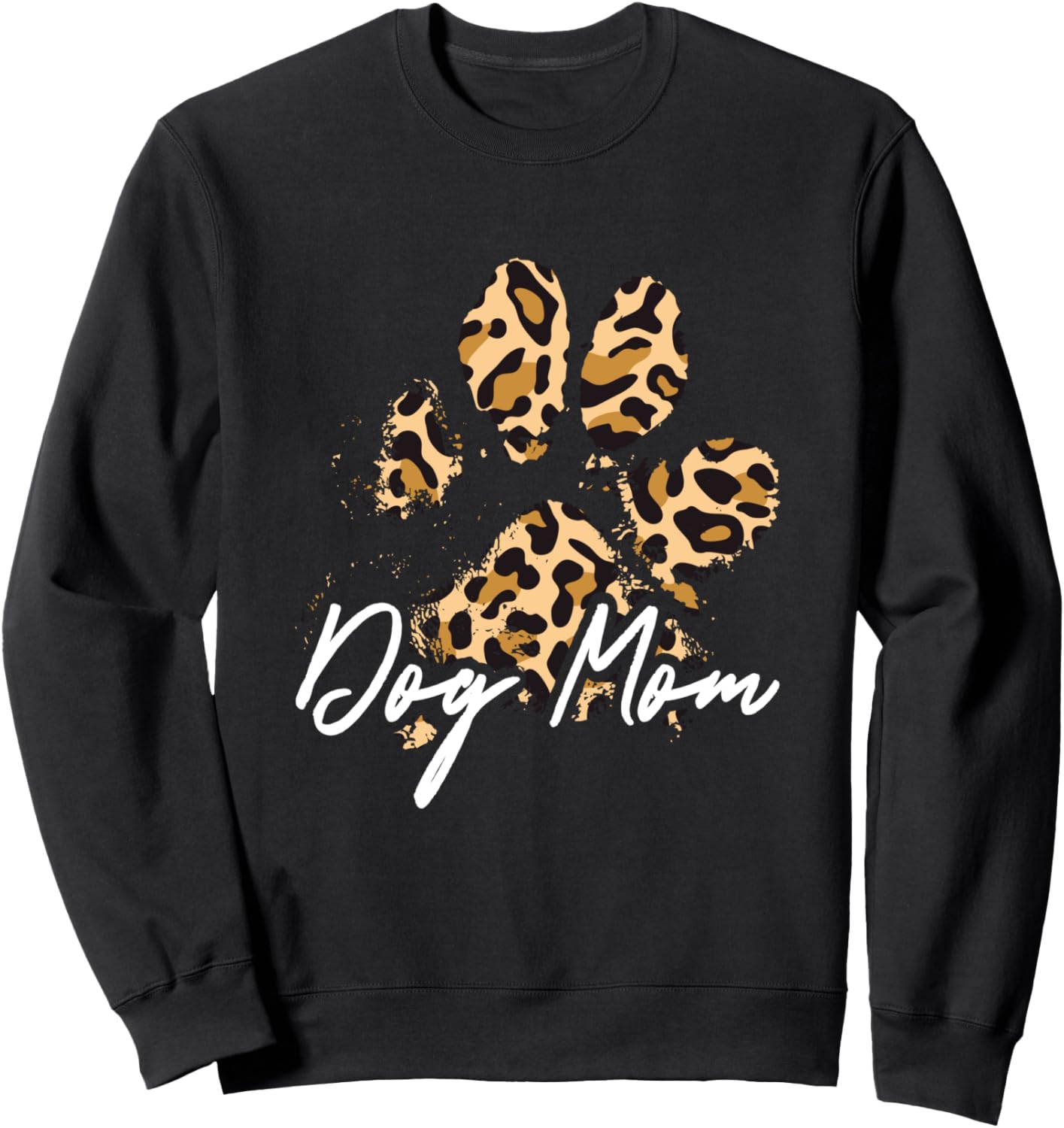 Dog Mom Sweatshirt Cute Leopard Paw Print Fur Mama Sweatshirt