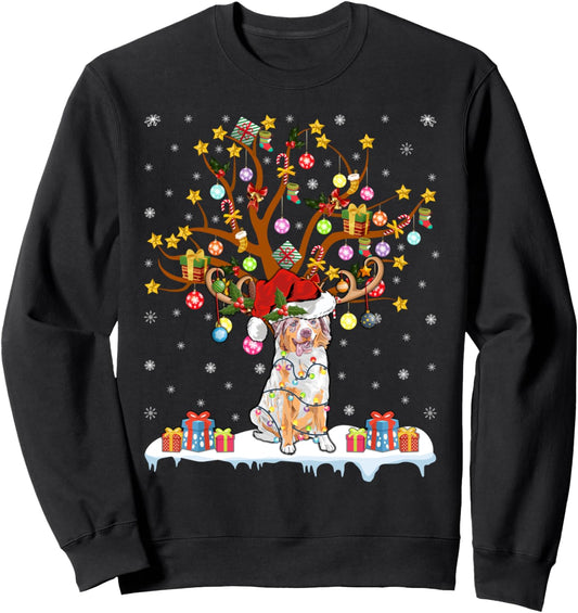 Dogs Lovers Ugly Christmas Australian Shepherd Xmas Tree Sweatshirt