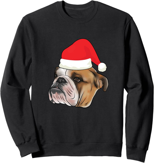 English Bulldog With Santa Claus Hat Dog Lover Christmas Sweatshirt