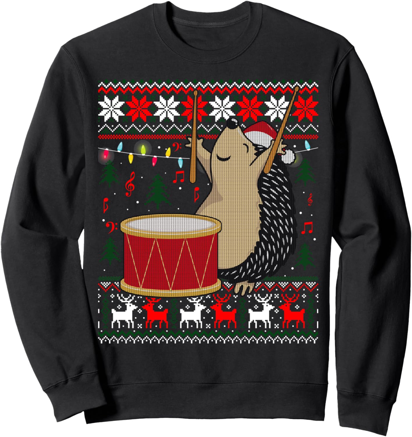 Drum Player Ugly Christmas Sweater Hedgehog Xmas Matching Sweatshirt