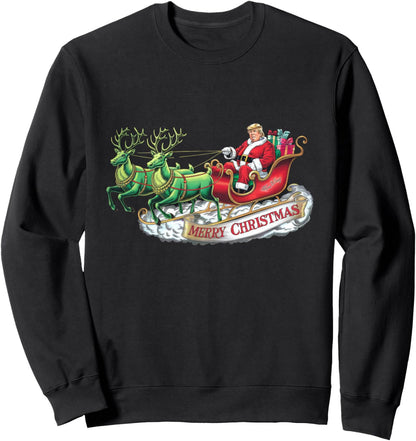 Donald Trump Santa Claus Sleigh Christmas Xmas USA President Sweatshirt