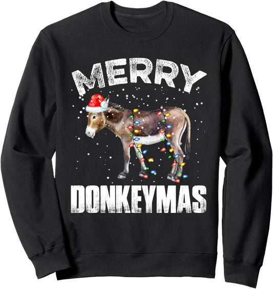 Donkey Christmas Sweater Shirt Lights Donkeymas Gift Xmas Sweatshirt