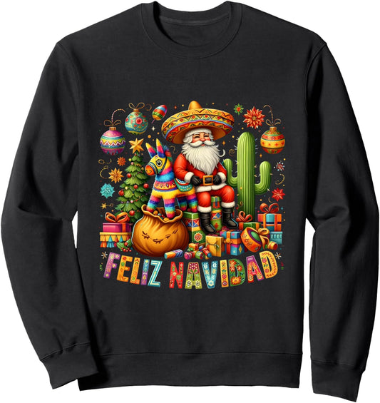 Feliz Navidad Mexican Funny Christmas Santa Festive Graphic Sweatshirt