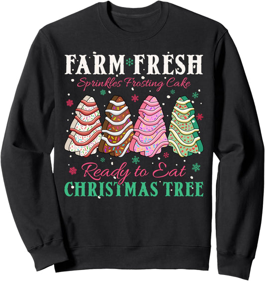 Farm Fresh Christmas Tree Snack Cakes Bakery Xmas Pajamas Sweatshirt