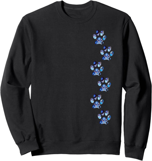 Dog paw prints mixed media collage art unique dog dad mom Sweatshirt