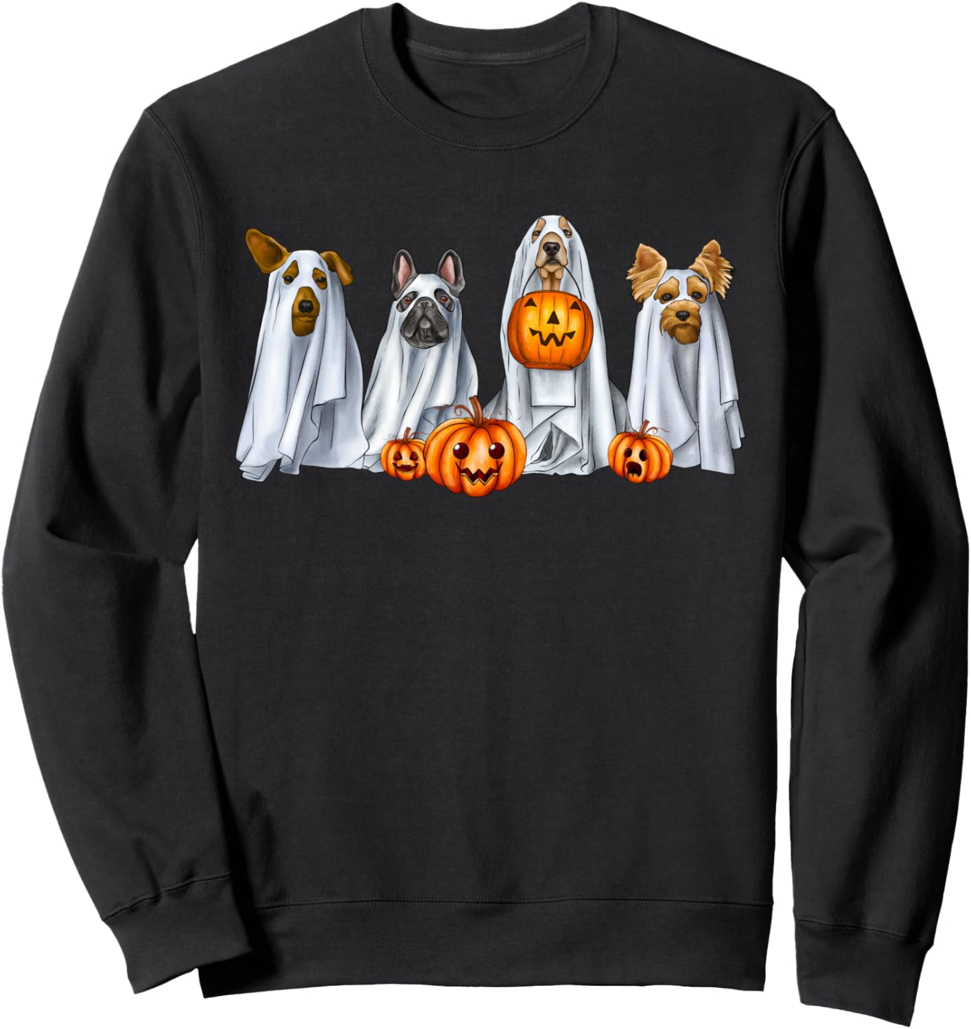Dog Dressed As Ghost Spooky Season Ghost Dogs Halloween Sweatshirt