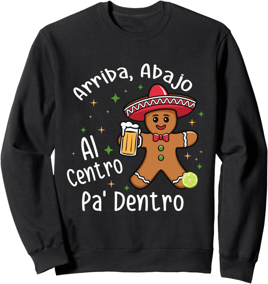 Feliz Navidad Christmas Mexican Gingerbead with Sombrero Sweatshirt
