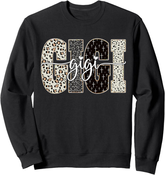 Gigi Bible Leopard Cross Faith and Love Christian Christmas Sweatshirt