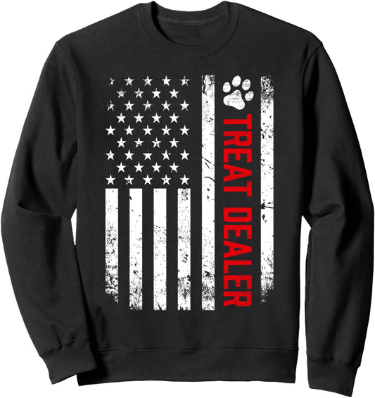Dog Treat Dealer Funny Dog Owner Dog Dad American Flag Sweatshirt