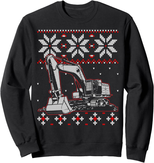 Excavator Operator Ugly Christmas Sweater Heavy Equipment Sweatshirt