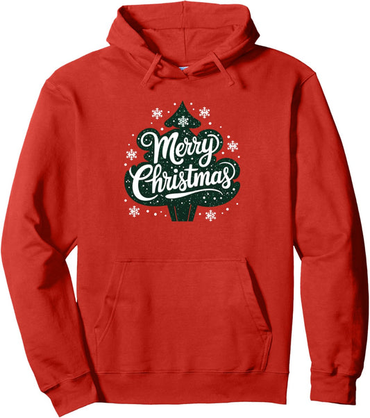 Festive Green Tree Merry Christmas Winter Holidays Joy Pullover Hoodie