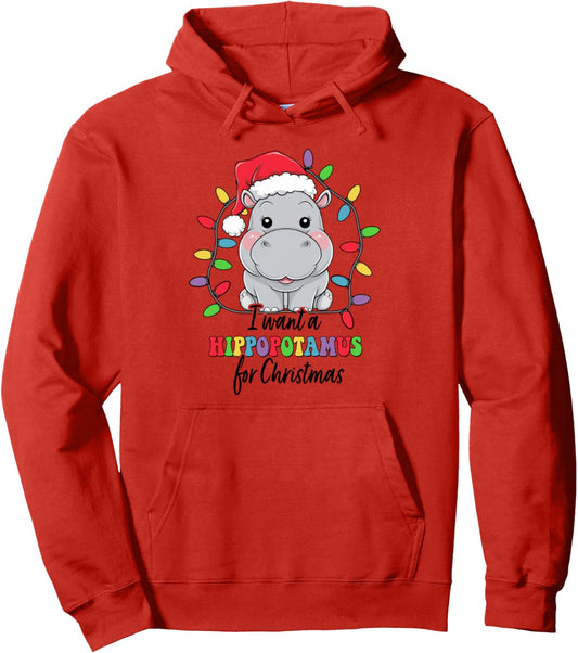 Groovy I Want A Hippopotamus For Christmas Xmas Hippo Lover Pullover Hoodie